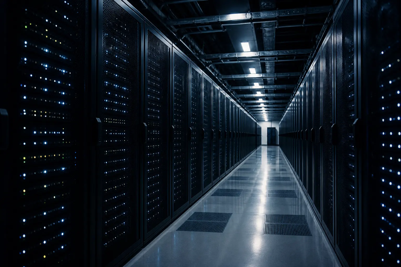 A server aisle inside a data centre